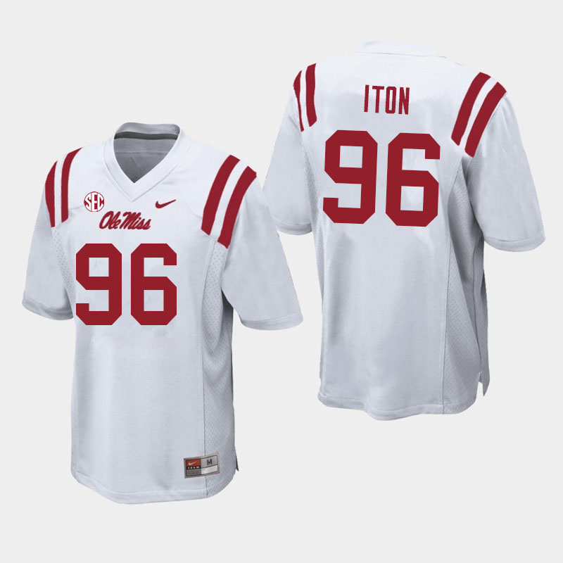 Isaiah Iton Ole Miss Rebels NCAA Men's White #96 Stitched Limited College Football Jersey PNG3058XD